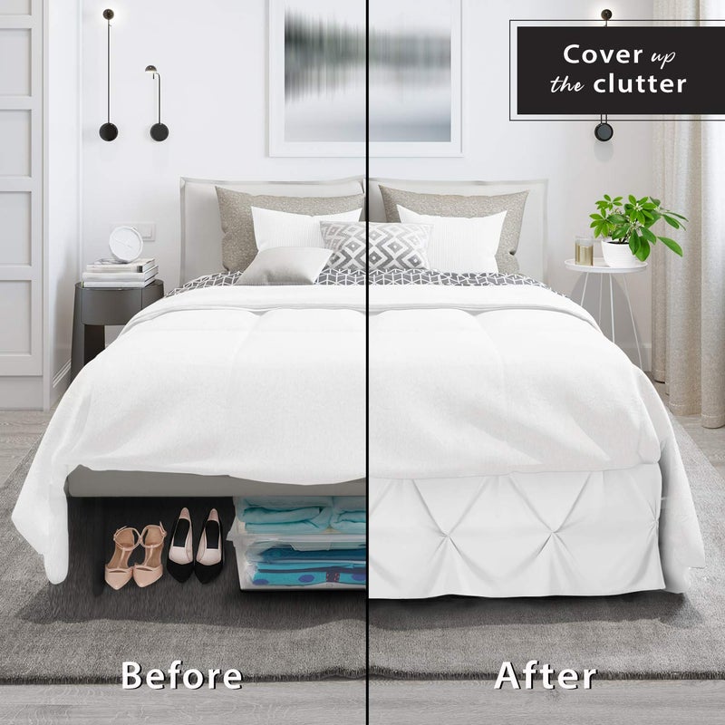 Nestl White Bed Skirt Full Size, Pinch Pleat Full Bed Skirt, 14" Inch Drop Full Bedskirt, Hotel Quality White Bed Skirts, Premium Microfiber Bedskirt for Full Bed, White Full Bed Skirt - Image 4